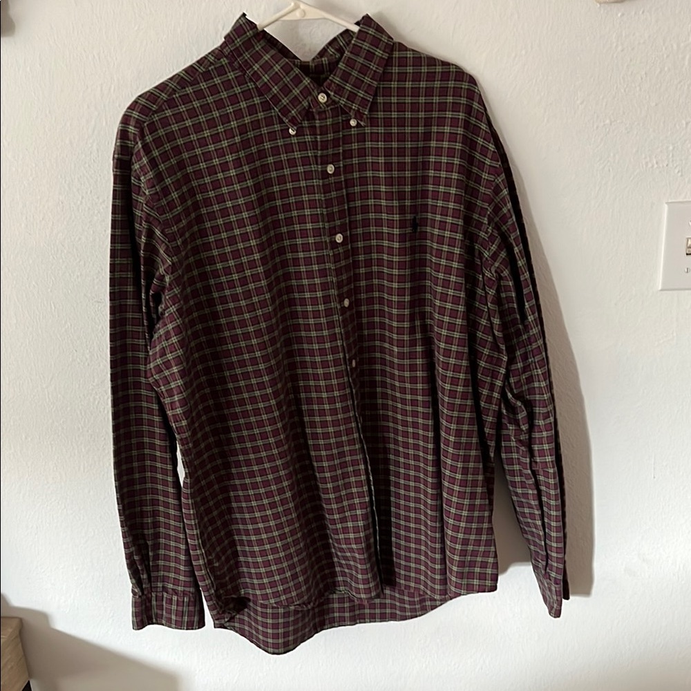 Ralph Lauren Red and Green Casual Button Down Shirt